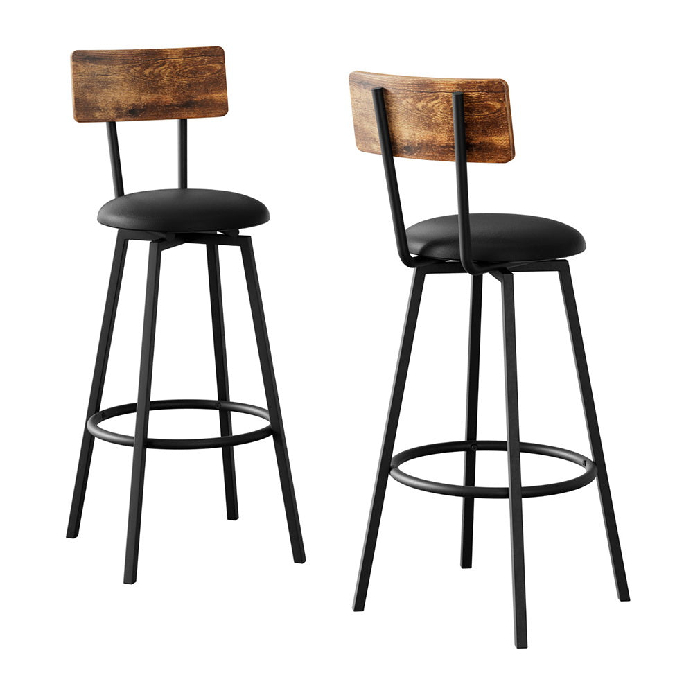 Table & Bar Stools: Artiss 2X Industrial Bar Stools Upholstered Counter Chairs Steel Frame Anti-Scratch