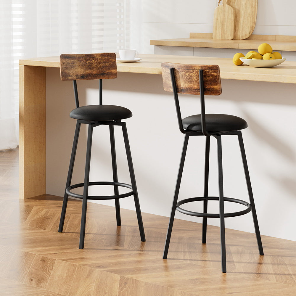 Table & Bar Stools: Artiss 2X Industrial Bar Stools Upholstered Counter Chairs Steel Frame Anti-Scratch