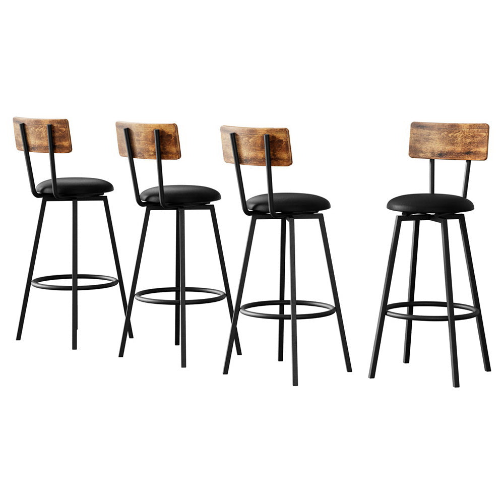 Table & Bar Stools: Artiss 4X Industrial Bar Stools Upholstered Counter Chairs Steel Frame Anti-Scratch