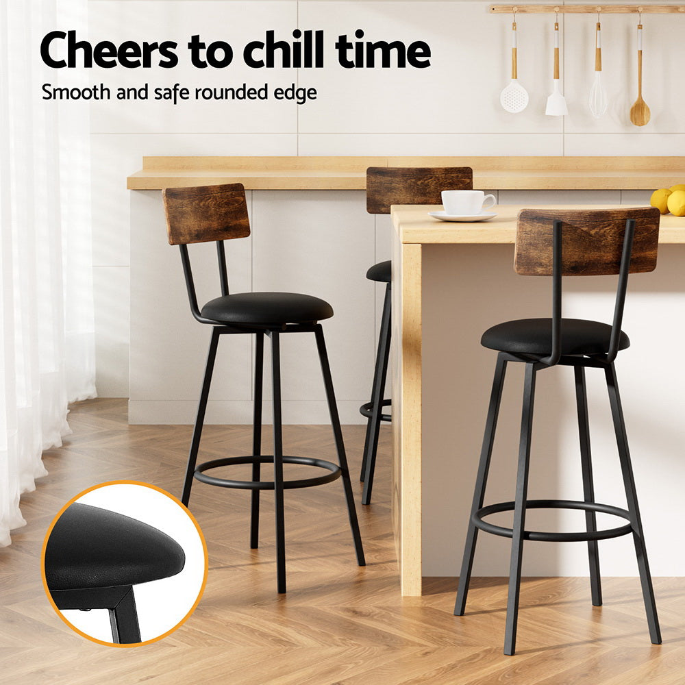 Table & Bar Stools: Artiss 4X Industrial Bar Stools Upholstered Counter Chairs Steel Frame Anti-Scratch