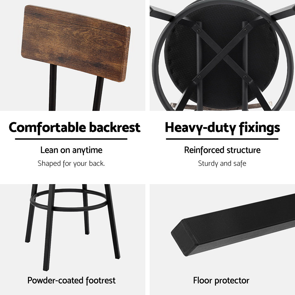 Table & Bar Stools: Artiss 4X Industrial Bar Stools Upholstered Counter Chairs Steel Frame Anti-Scratch