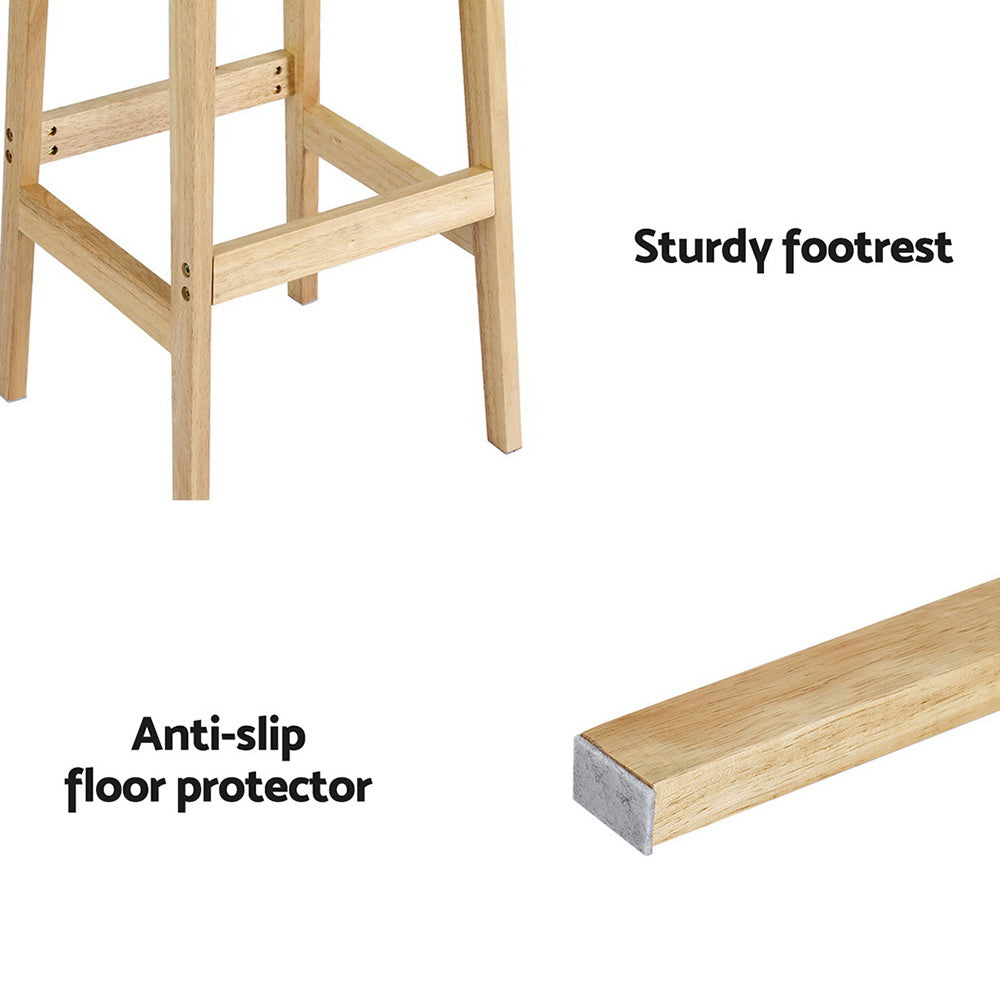 Table & Bar Stools: Artiss 2x Bar Stools Rubber Wood Stool Counter Chair Rattan Barstools Kitchen
