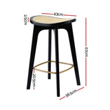 Table & Bar Stools: Artiss 4x Bar Stools Rattan Counter Kitchen Dinning Chair Bamboo Saddle Black