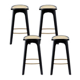 Table & Bar Stools: Artiss 4x Bar Stools Rattan Counter Kitchen Dinning Chair Bamboo Saddle Black