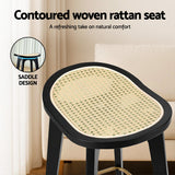 Table & Bar Stools: Artiss 4x Bar Stools Rattan Counter Kitchen Dinning Chair Bamboo Saddle Black