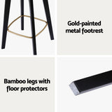 Table & Bar Stools: Artiss 4x Bar Stools Rattan Counter Kitchen Dinning Chair Bamboo Saddle Black