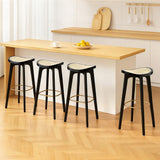 Table & Bar Stools: Artiss 4x Bar Stools Rattan Counter Kitchen Dinning Chair Bamboo Saddle Black