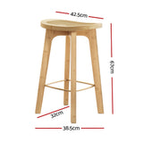 Table & Bar Stools: Artiss 2x Bar Stools Bamboo Rattan Stool Counter Chair Kitchen Barstools