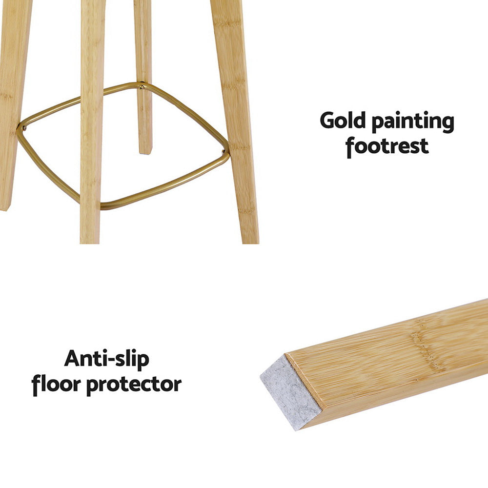 Table & Bar Stools: Artiss 2x Bar Stools Bamboo Rattan Stool Counter Chair Kitchen Barstools