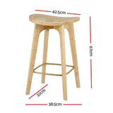 Table & Bar Stools: Artiss 4x Bar Stools Bamboo Rattan Stool Counter Chair Kitchen Barstools
