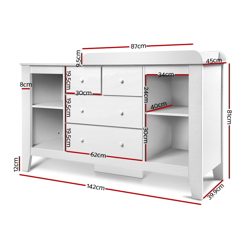 Changing Tables: Keezi Baby Changing Table Diaper Station Drawers Chest Cabinet Nursery Furniture