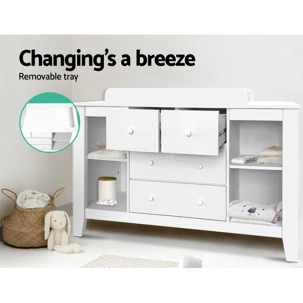 Changing Tables: Keezi Baby Changing Table Diaper Station Drawers Chest Cabinet Nursery Furniture