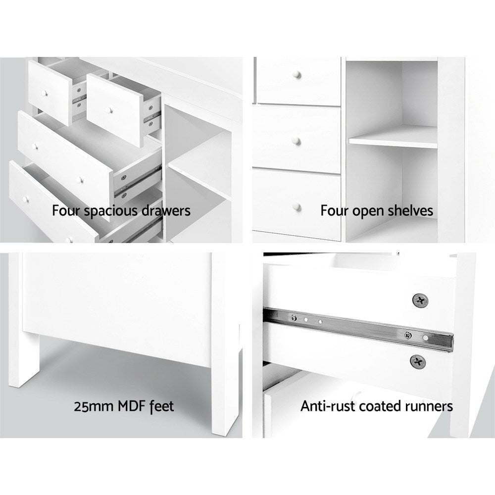 Changing Tables: Keezi Baby Changing Table Diaper Station Drawers Chest Cabinet Nursery Furniture