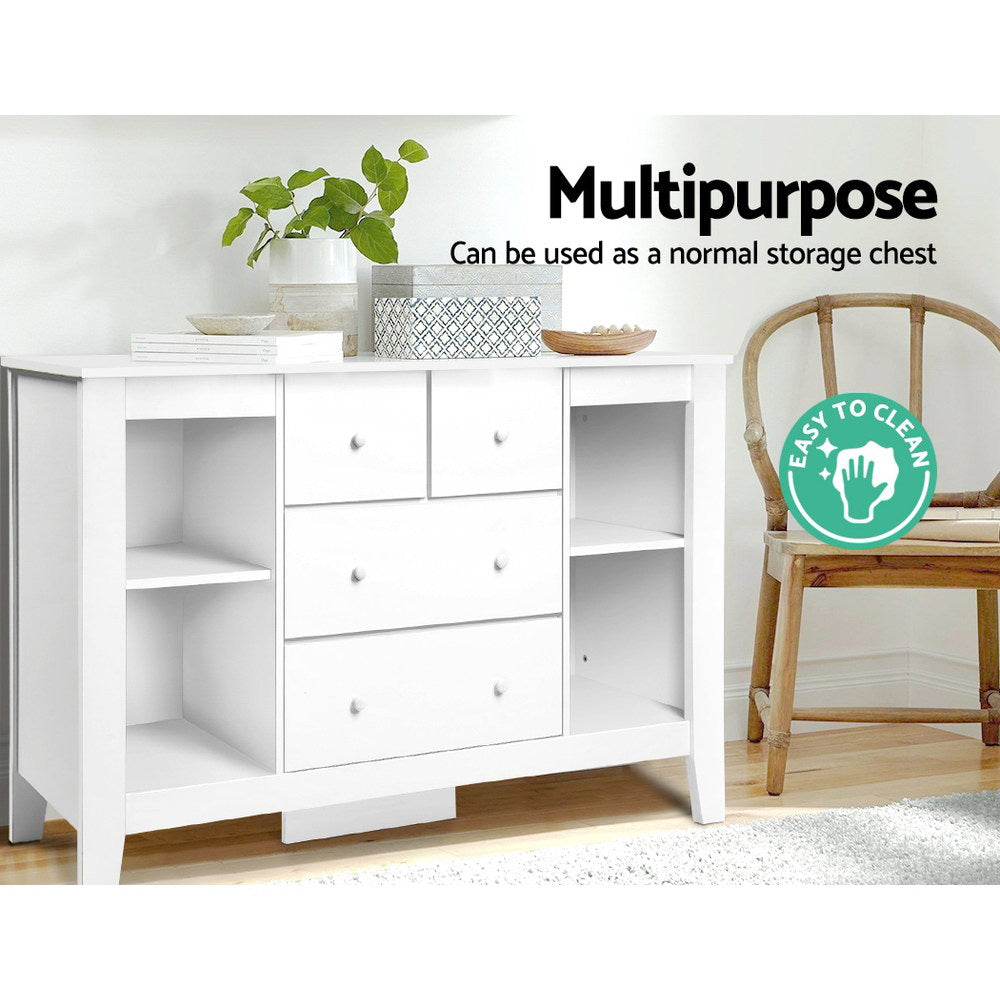 Changing Tables: Keezi Baby Changing Table Diaper Station Drawers Chest Cabinet Nursery Furniture