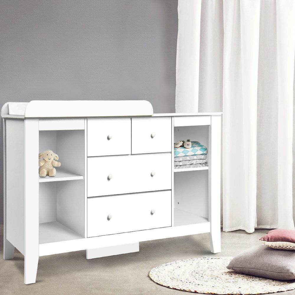 Changing Tables: Keezi Baby Changing Table Diaper Station Drawers Chest Cabinet Nursery Furniture