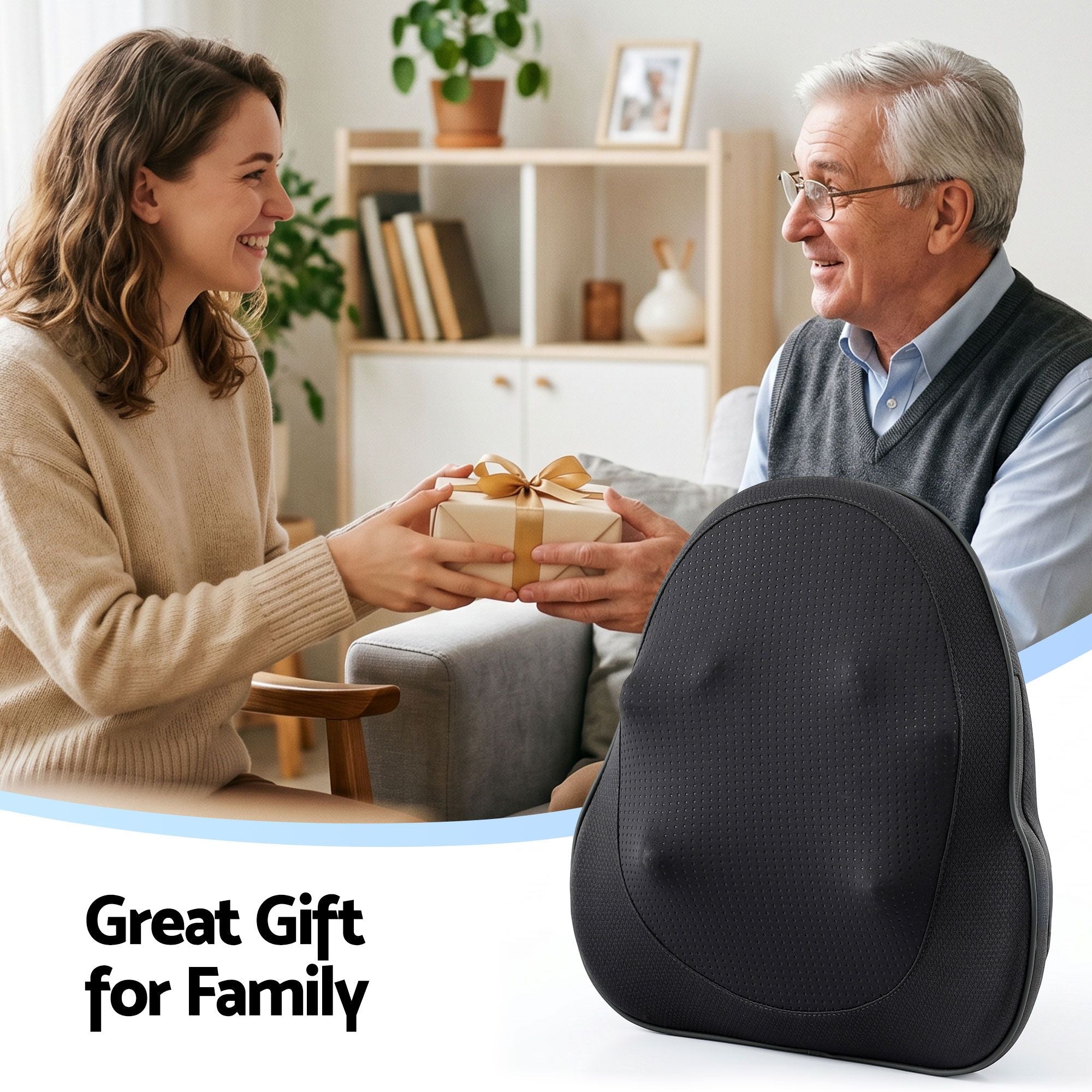 Livemor Back Massager with Heat, Cordless Electric Neck & Shoulder Massager Pillow, 3-Speed Deep Tissue Kneading for Lumbar, Thigh & Calf, Portable Muscle Relief for Home & Office Use