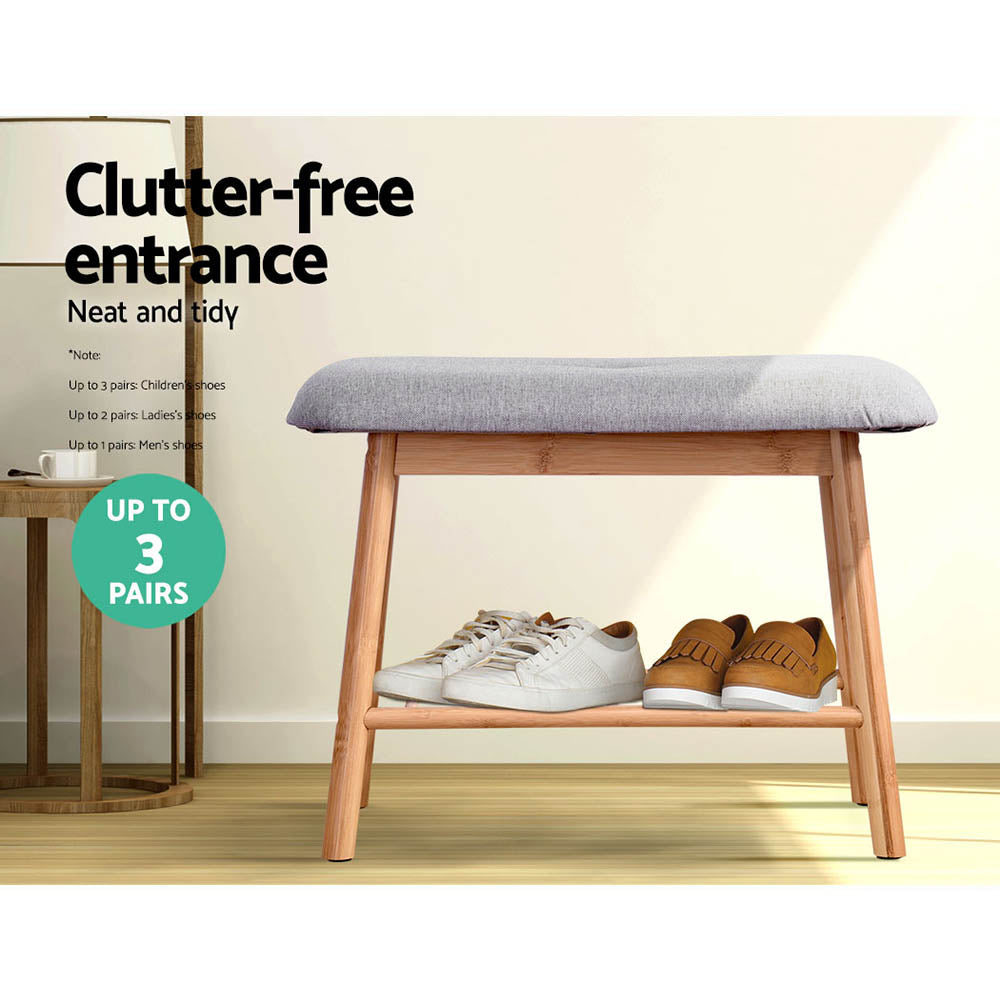 Shoe Storage: Artiss Shoe Rack Shoe Bench Fabric Seat 2 Pairs