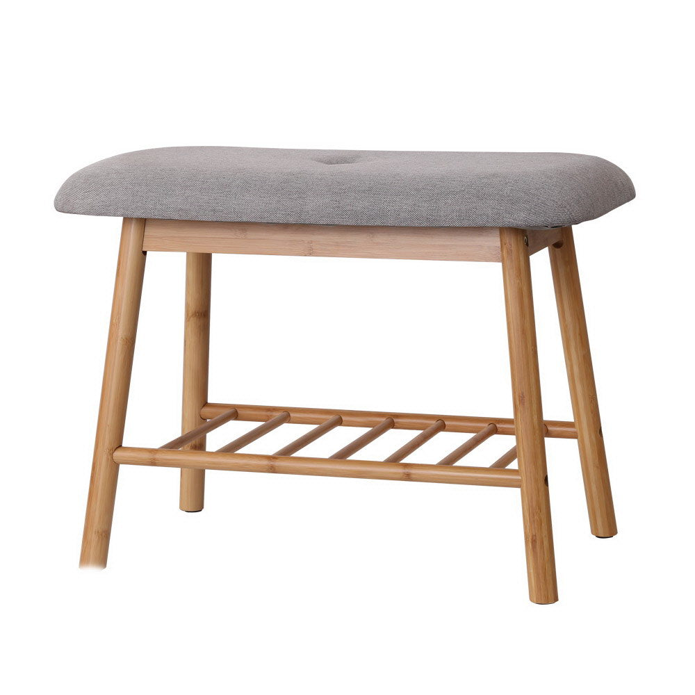 Shoe Storage: Artiss Shoe Rack Shoe Bench Fabric Seat 2 Pairs