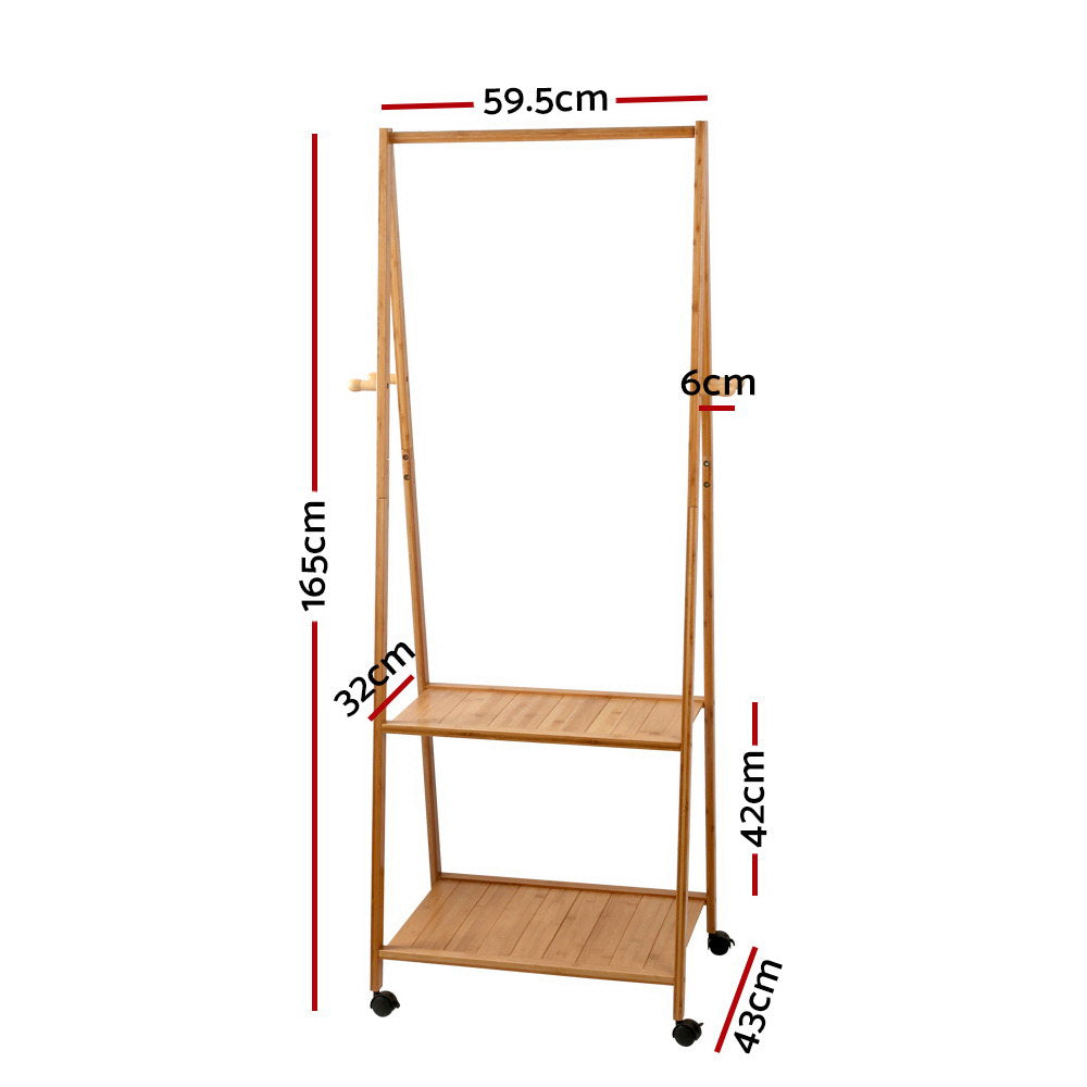 Clothing & Wardrobe Storage: Artiss Clothes Rack Airer Coat Stand 165x59cm Wheels