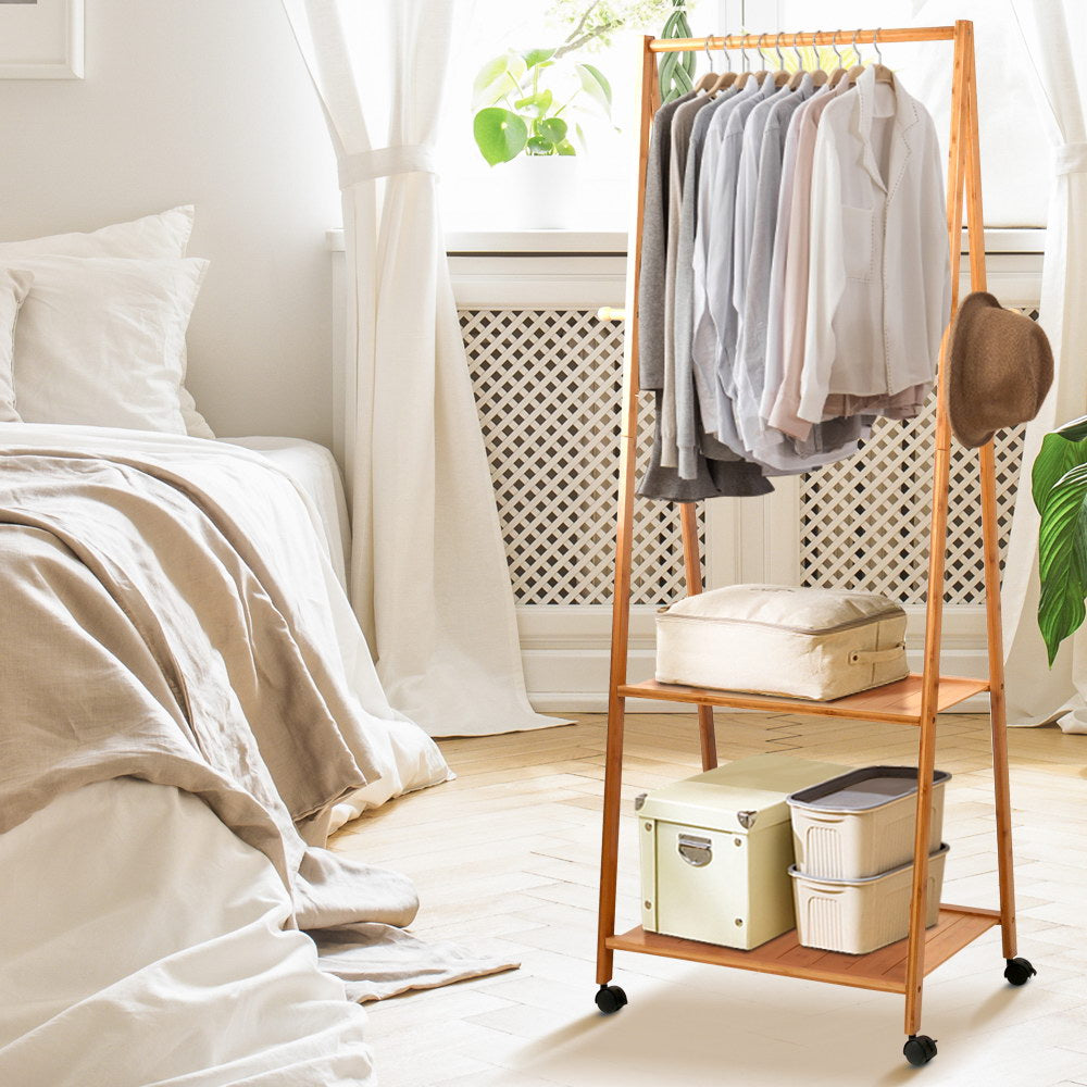 Clothing & Wardrobe Storage: Artiss Clothes Rack Airer Coat Stand 165x59cm Wheels