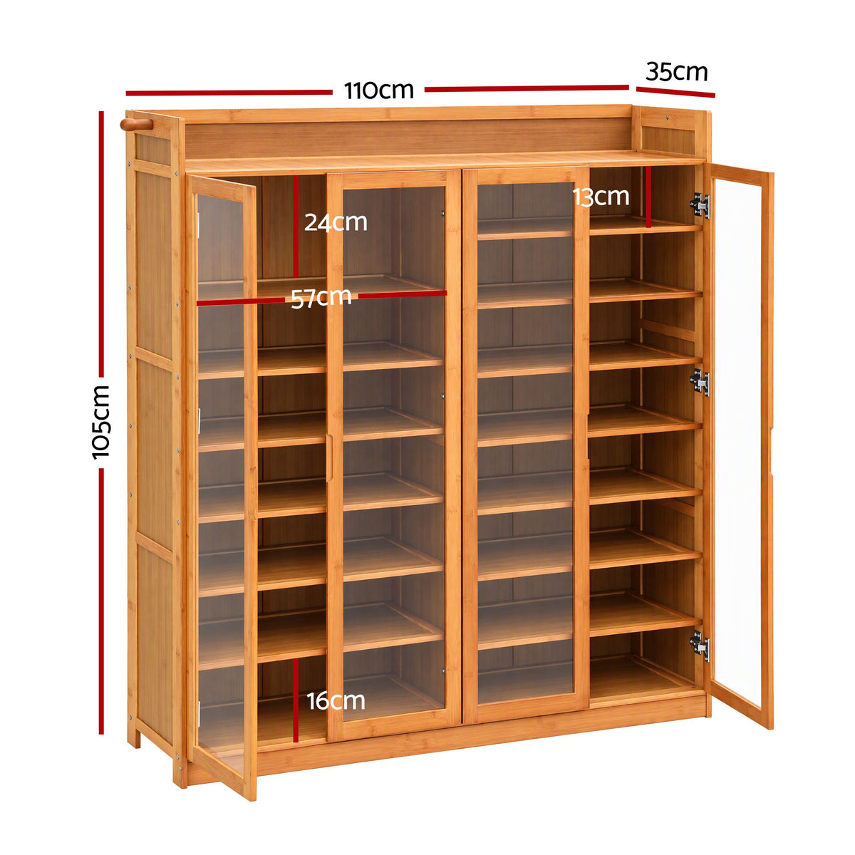 Artiss Shoe Cabinet 25 Pairs Shoe Storage Cupboard Umbrella Hook Raised Top Edge Wood