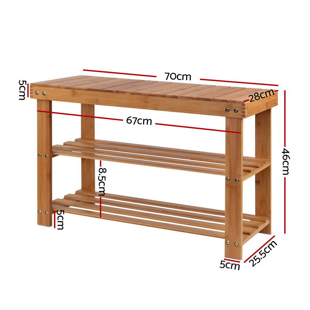Shoe Storage: Artiss Shoe Rack Shoe Bench 10 Pairs Bamboo