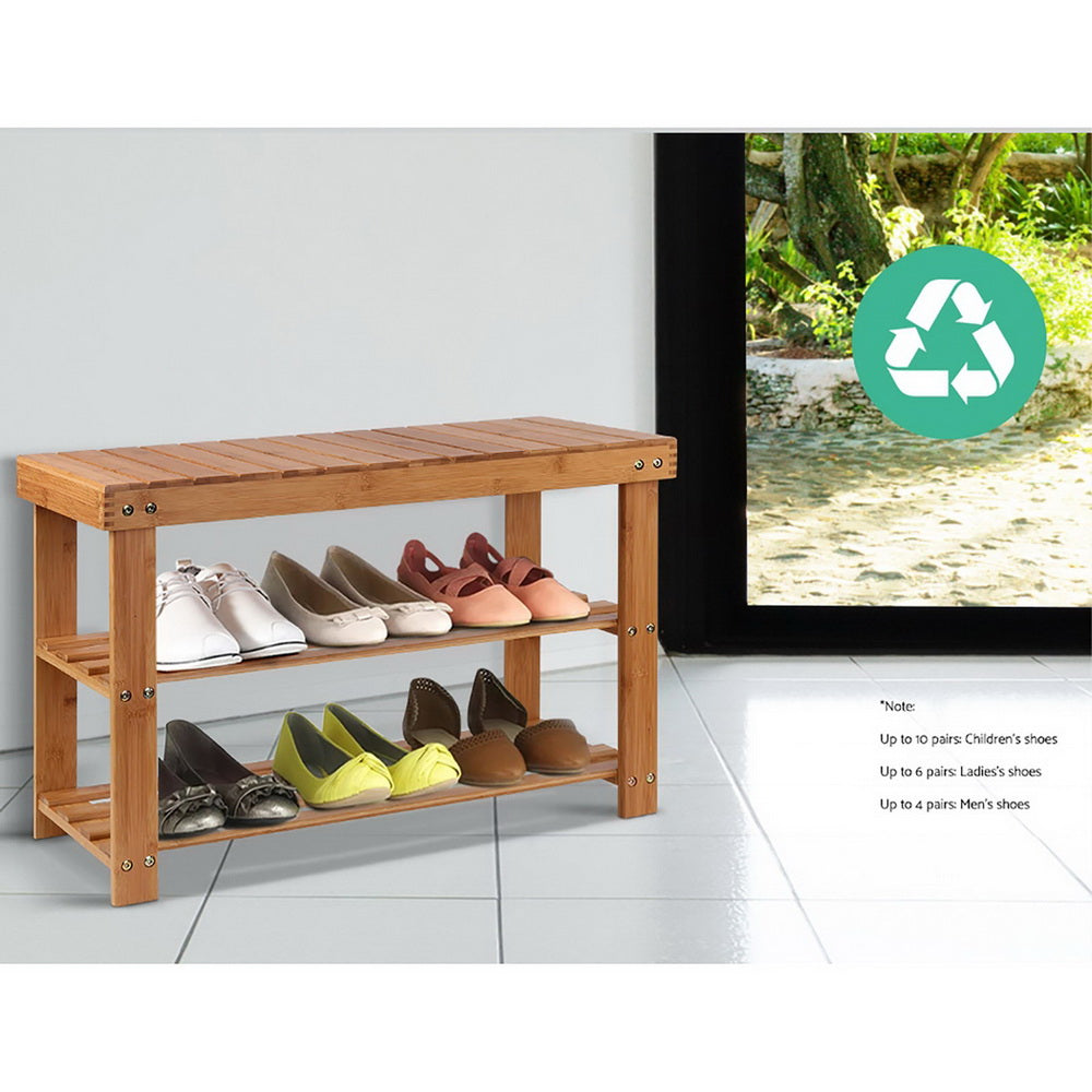 Shoe Storage: Artiss Shoe Rack Shoe Bench 10 Pairs Bamboo