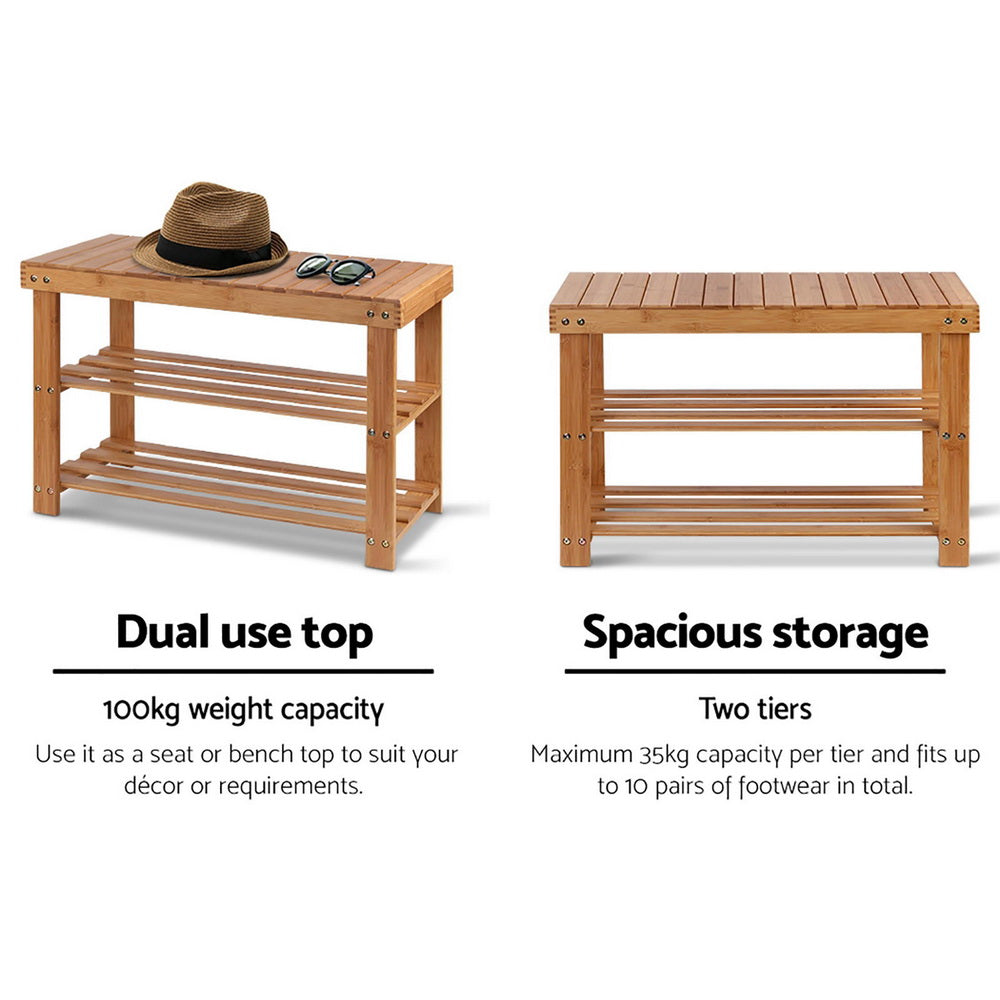 Shoe Storage: Artiss Shoe Rack Shoe Bench 10 Pairs Bamboo