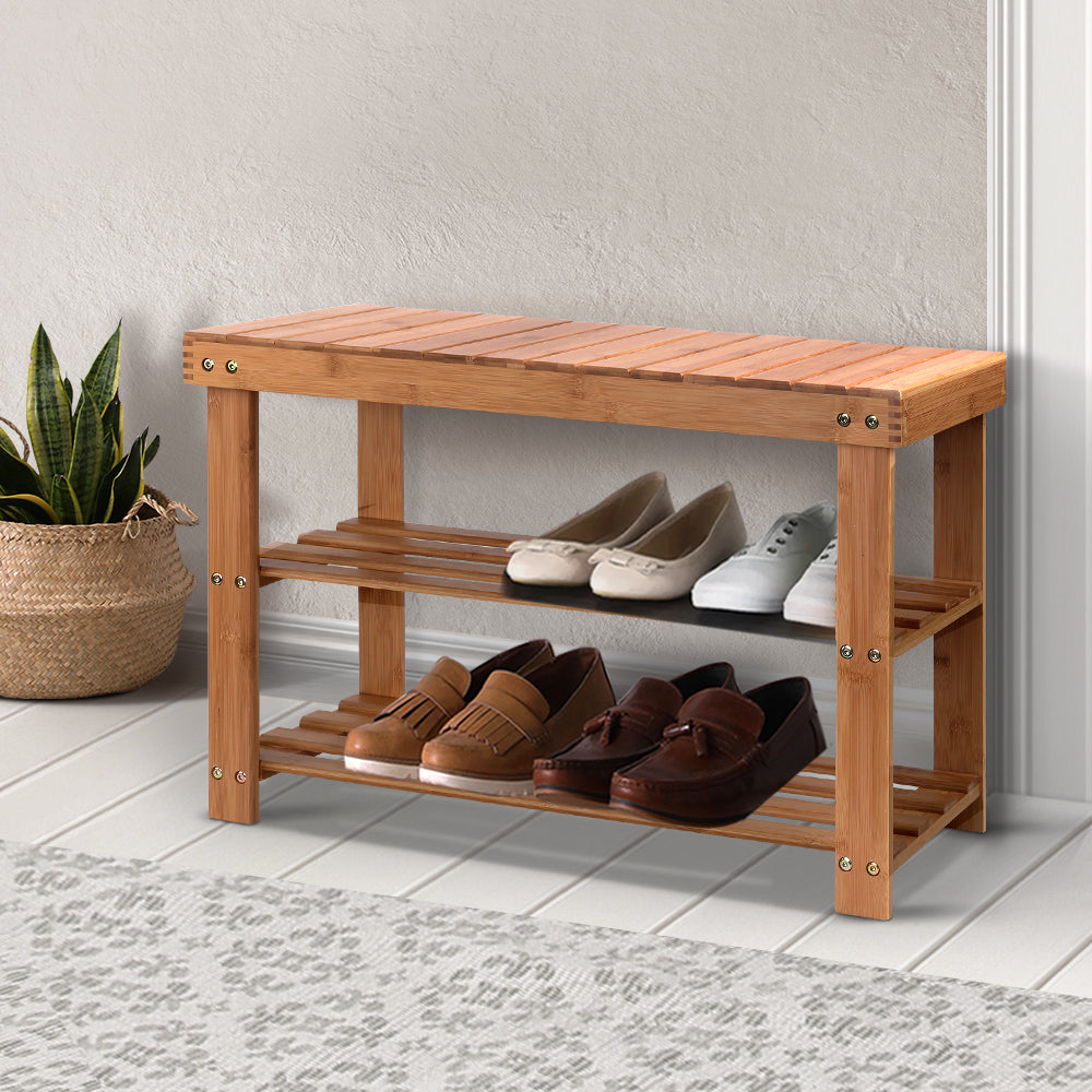 Shoe Storage: Artiss Shoe Rack Shoe Bench 10 Pairs Bamboo