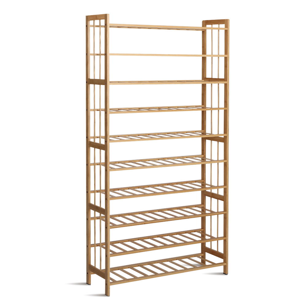 Shoe Storage: Artiss Shoe Rack Cabinet Bamboo 10-tier 50 Pairs