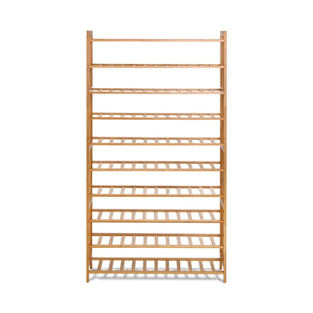 Shoe Storage: Artiss Shoe Rack Cabinet Bamboo 10-tier 50 Pairs
