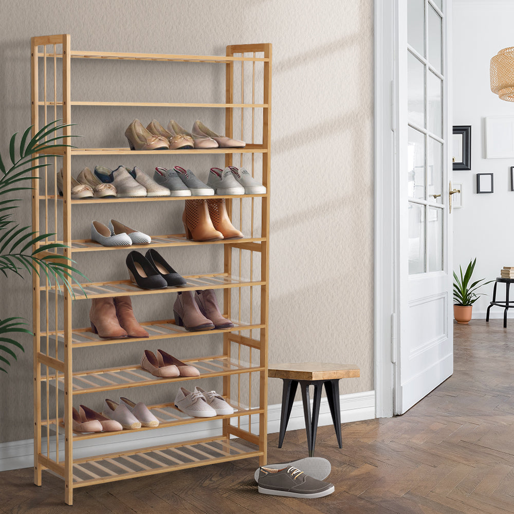 Shoe Storage: Artiss Shoe Rack Cabinet Bamboo 10-tier 50 Pairs