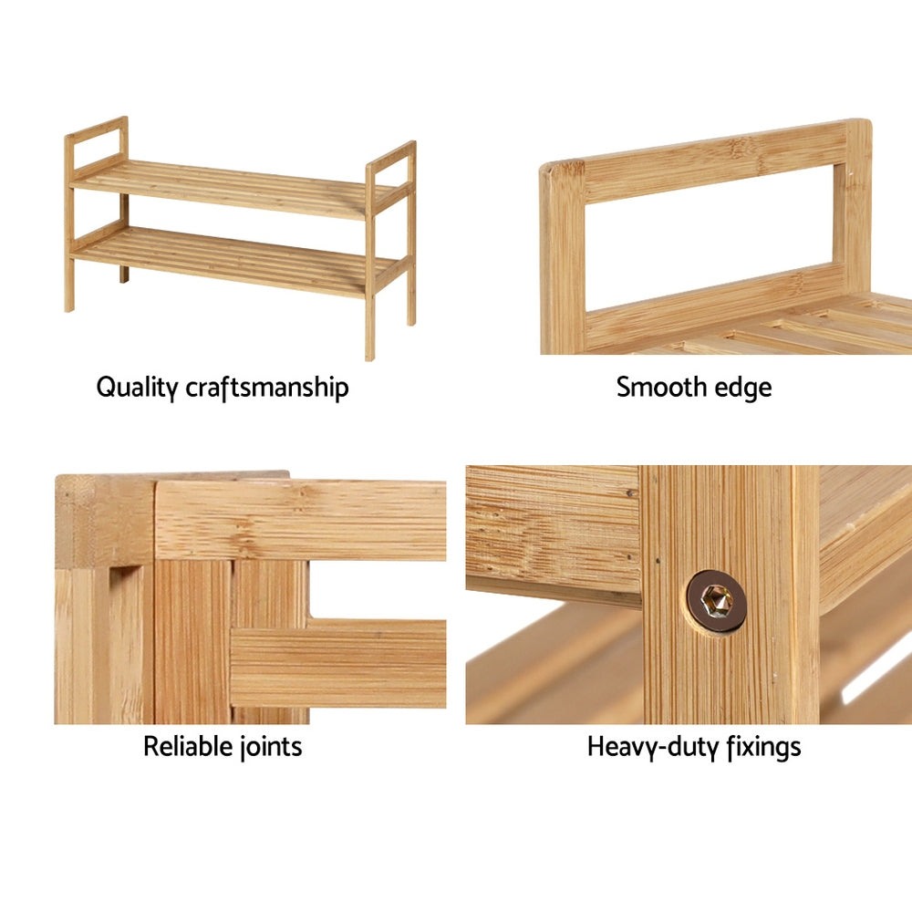 Shoe Storage: Artiss Shoe Rack Cabinet Bamboo Storage Organiser Pine