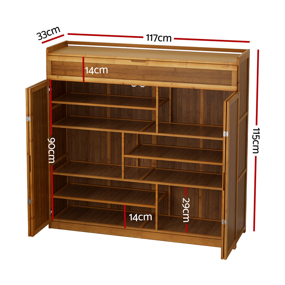 Shoe Storage: Artiss Shoe Rack Cabinet 30 Pairs Storage Cupboard Bamboo