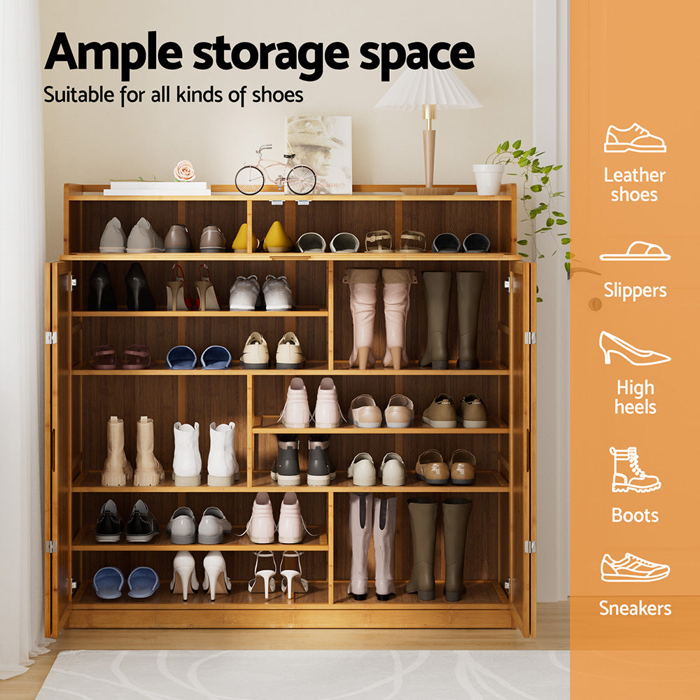 Shoe Storage: Artiss Shoe Rack Cabinet 30 Pairs Storage Cupboard Bamboo
