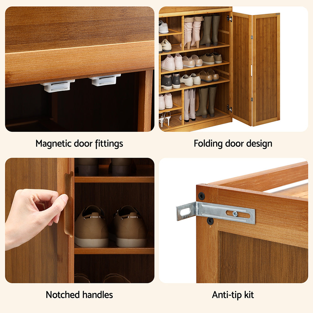 Shoe Storage: Artiss Shoe Rack Cabinet 30 Pairs Storage Cupboard Bamboo