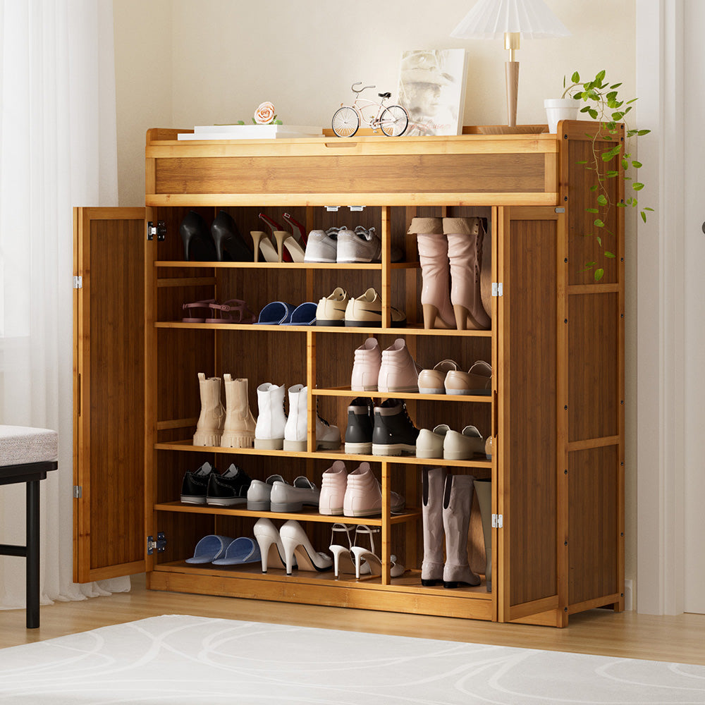 Shoe Storage: Artiss Shoe Rack Cabinet 30 Pairs Storage Cupboard Bamboo
