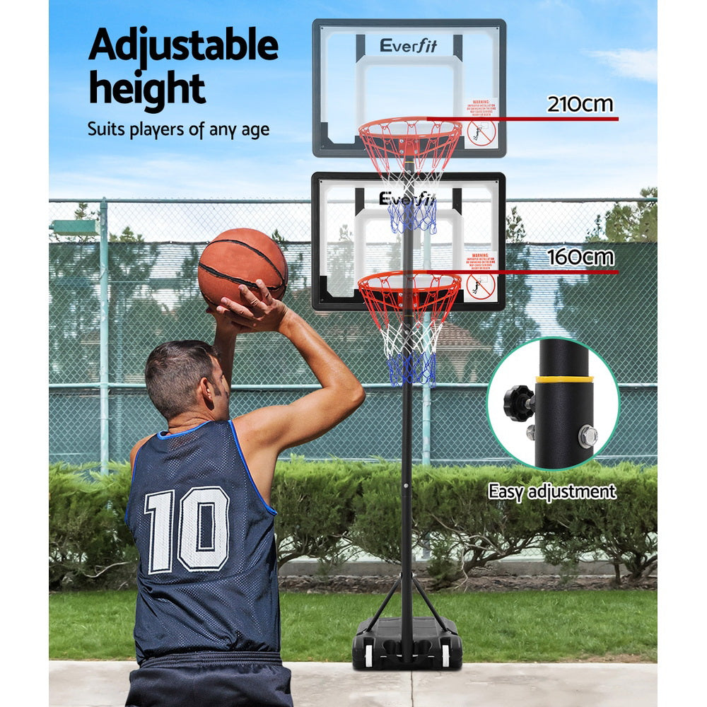 Basketball & Basketball Accessories: Everfit 2.1M Basketball Hoop Stand System Adjustable Portable Pro Kids Clear