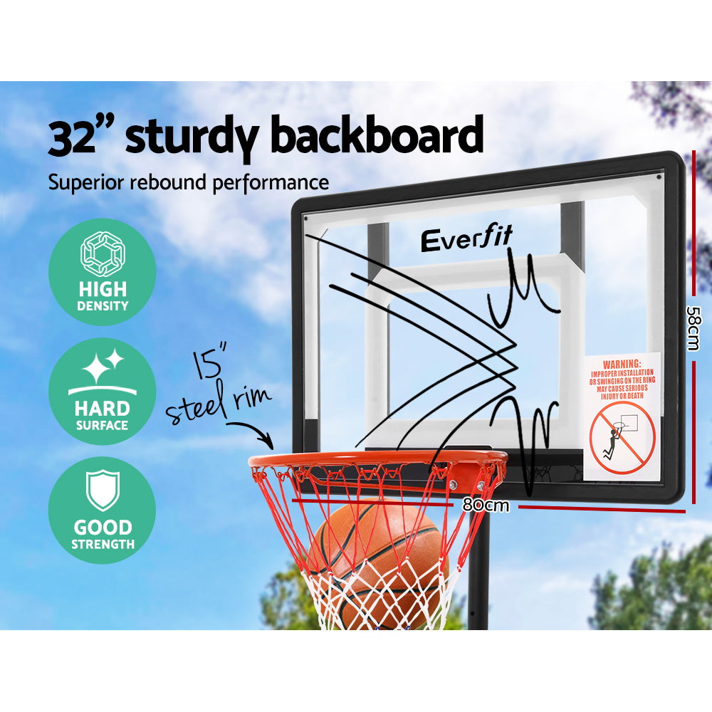 Basketball & Basketball Accessories: Everfit 2.1M Basketball Hoop Stand System Adjustable Portable Pro Kids Clear