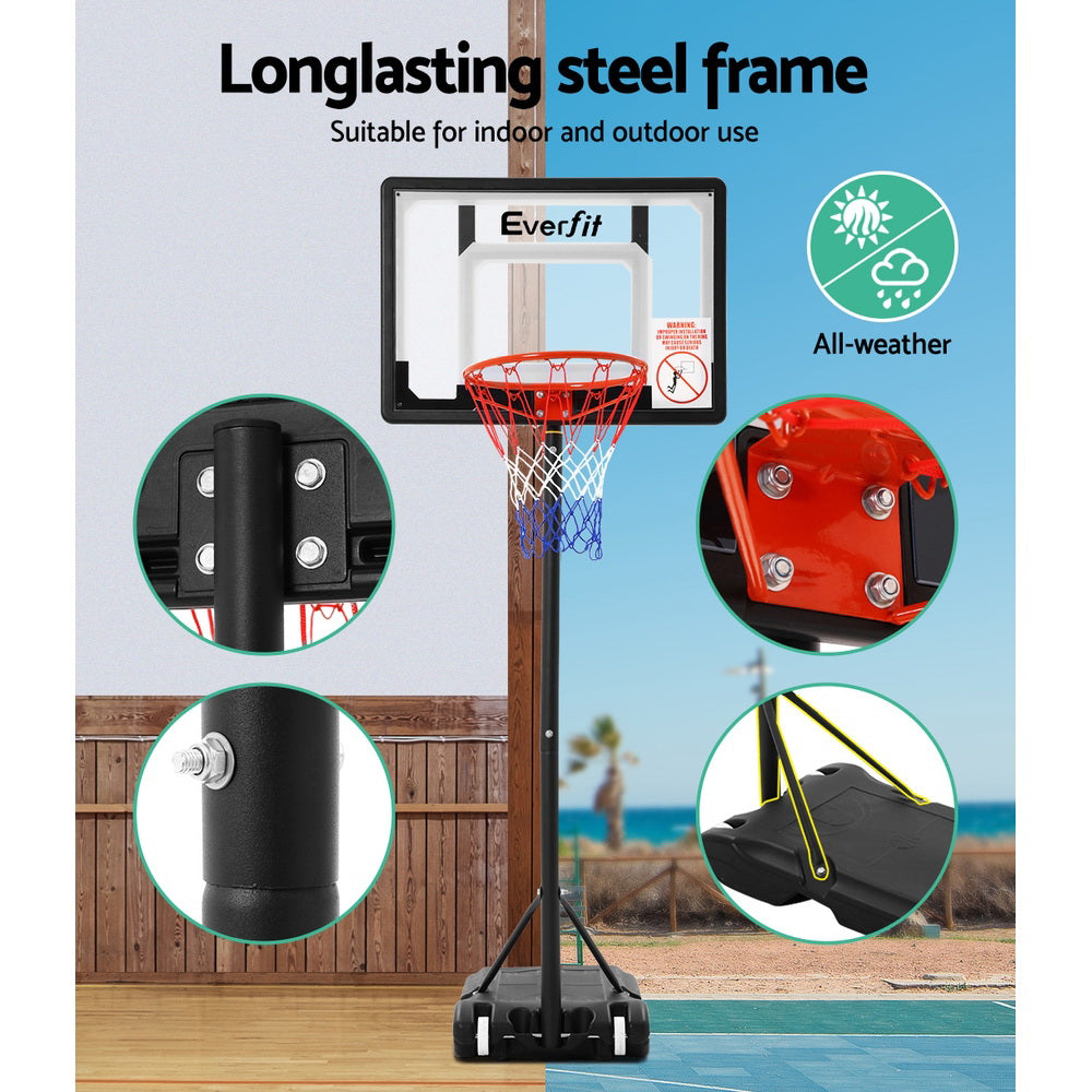 Basketball & Basketball Accessories: Everfit 2.1M Basketball Hoop Stand System Adjustable Portable Pro Kids Clear