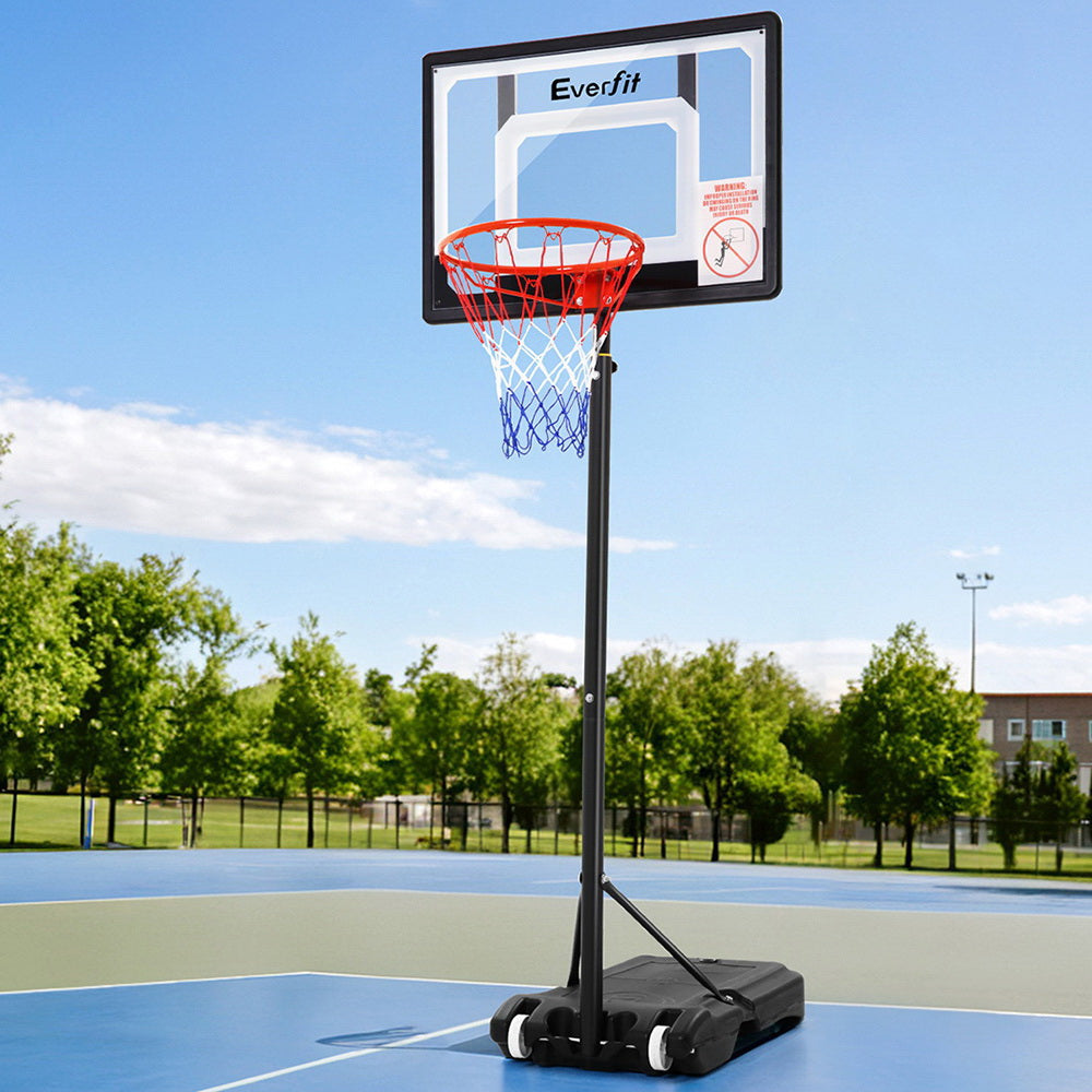 Basketball & Basketball Accessories: Everfit 2.1M Basketball Hoop Stand System Adjustable Portable Pro Kids Clear
