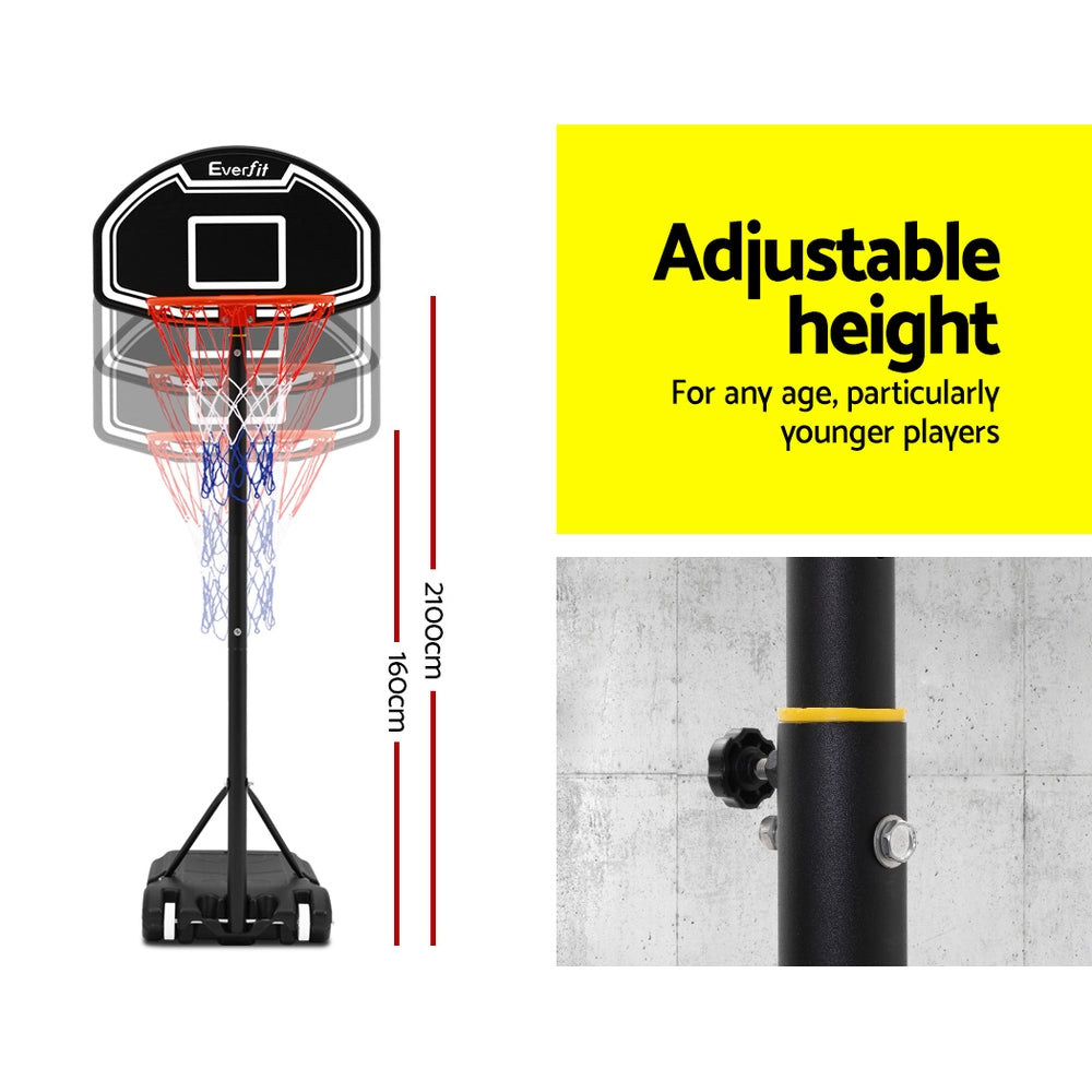 Basketball & Basketball Accessories: Everfit 2.1M Basketball Hoop Stand System Adjustable Portable Pro Kids Black