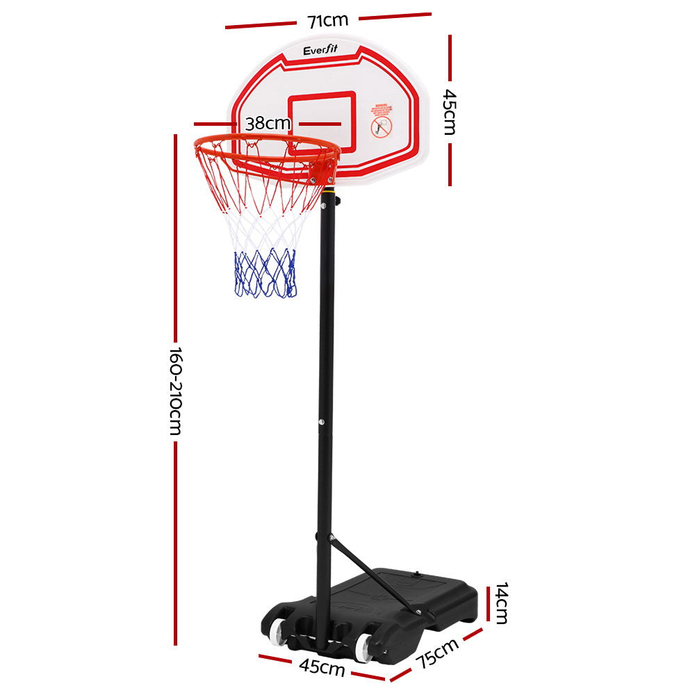 Basketball & Basketball Accessories: Everfit 2.1M Basketball Hoop Stand System Adjustable Portable Pro Kids White