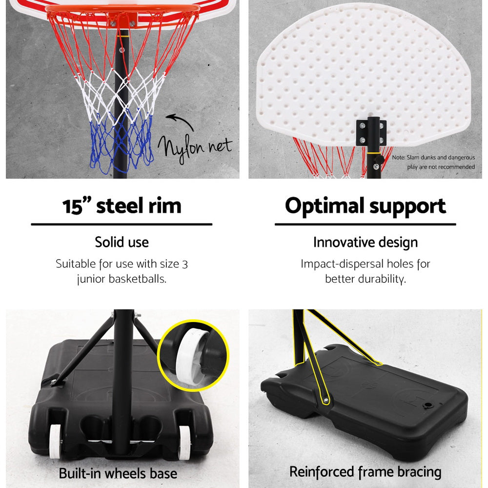 Basketball & Basketball Accessories: Everfit 2.1M Basketball Hoop Stand System Adjustable Portable Pro Kids White