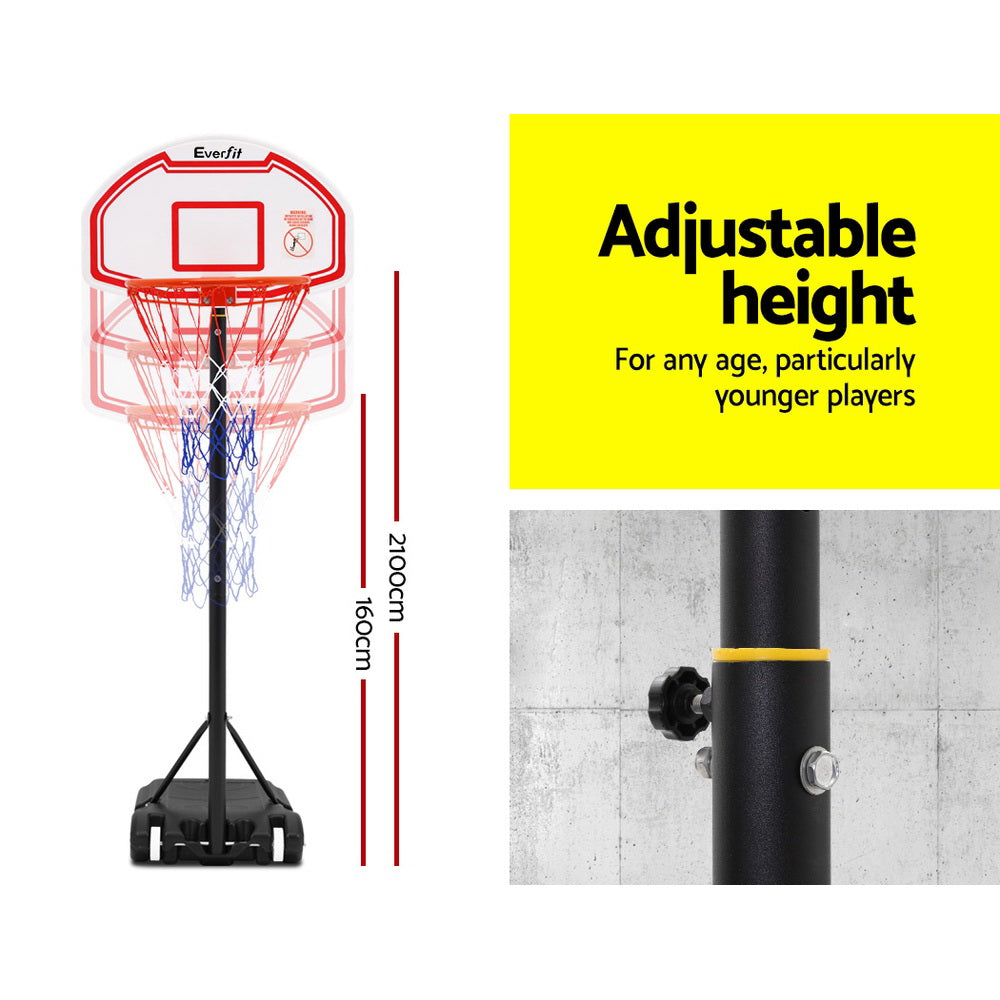 Basketball & Basketball Accessories: Everfit 2.1M Basketball Hoop Stand System Adjustable Portable Pro Kids White