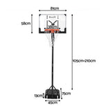 Basketball & Basketball Accessories: Everfit Portable Basketball Hoop Adjustable Pool Goal System Backyard 1.05M-2.1M