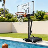 Basketball & Basketball Accessories: Everfit Portable Basketball Hoop Adjustable Pool Goal System Backyard 1.05M-2.1M