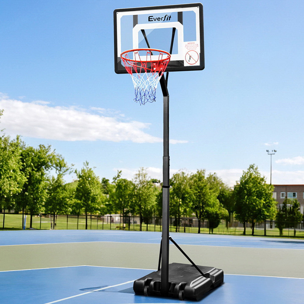 Basketball & Basketball Accessories: Everfit 2.6M Basketball Hoop Stand System Adjustable Portable Pro Kids Clear