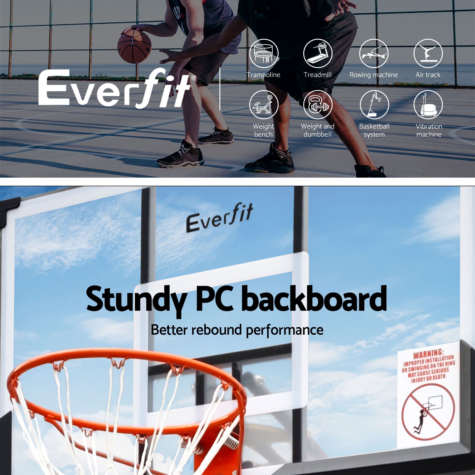 Everfit 3.05M Basketball Hoop Stand System Portable Height Adjustable Net Ring