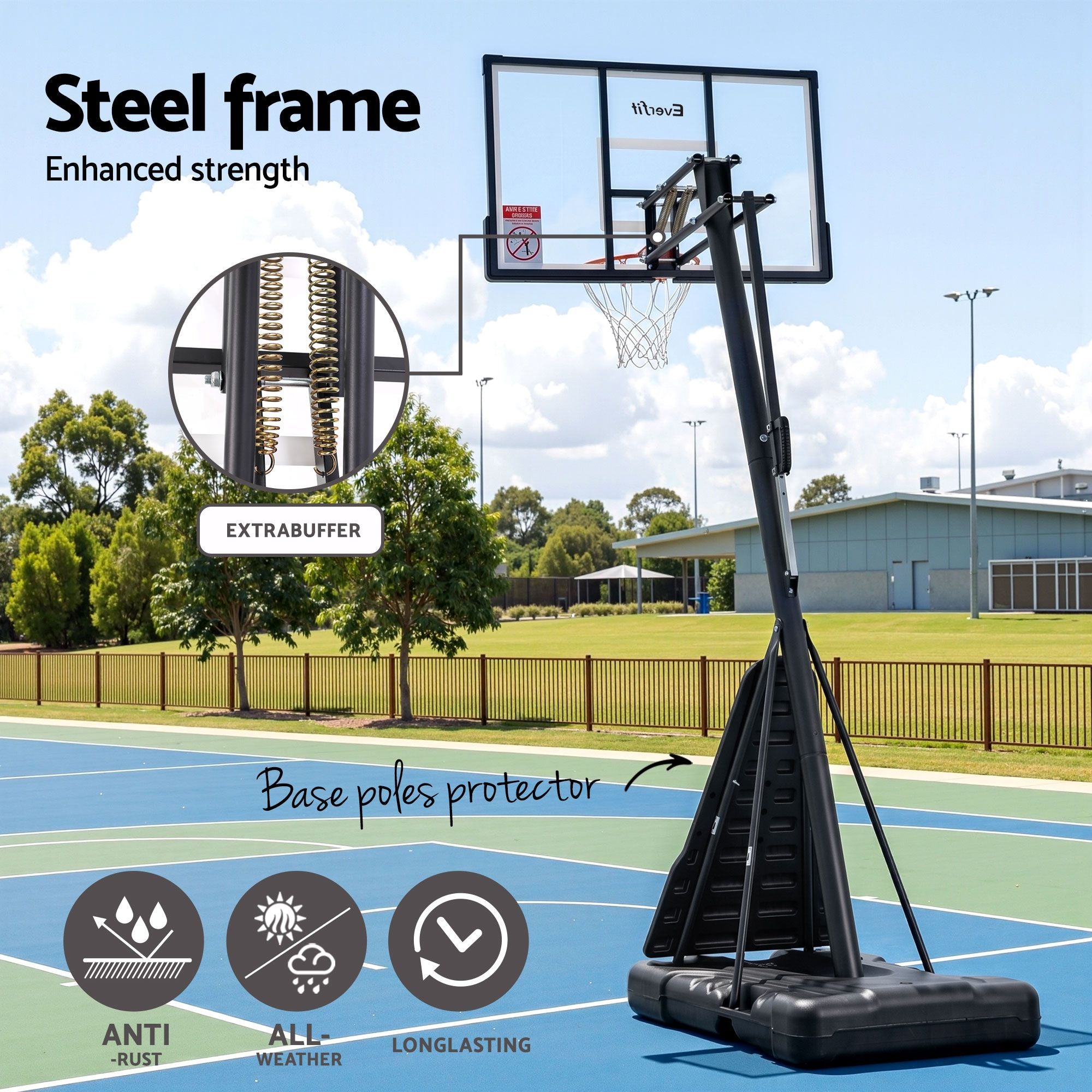Everfit 3.05M Basketball Hoop Stand System Portable Height Adjustable Net Ring